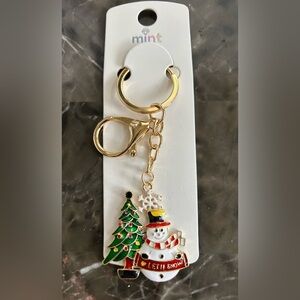 Mint Festive Snowman and Tree Bag Charm/Keychain